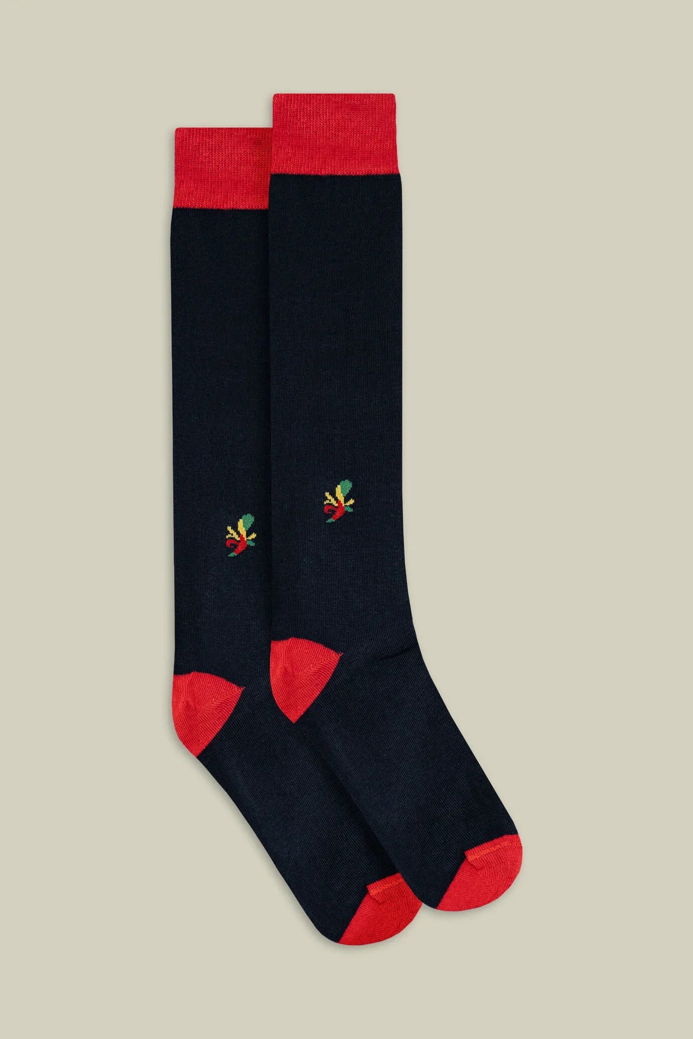 Men's Christmas socks in plain knit with ace of clubs motif