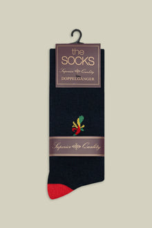 Men's Christmas socks in plain knit with ace of clubs motif
