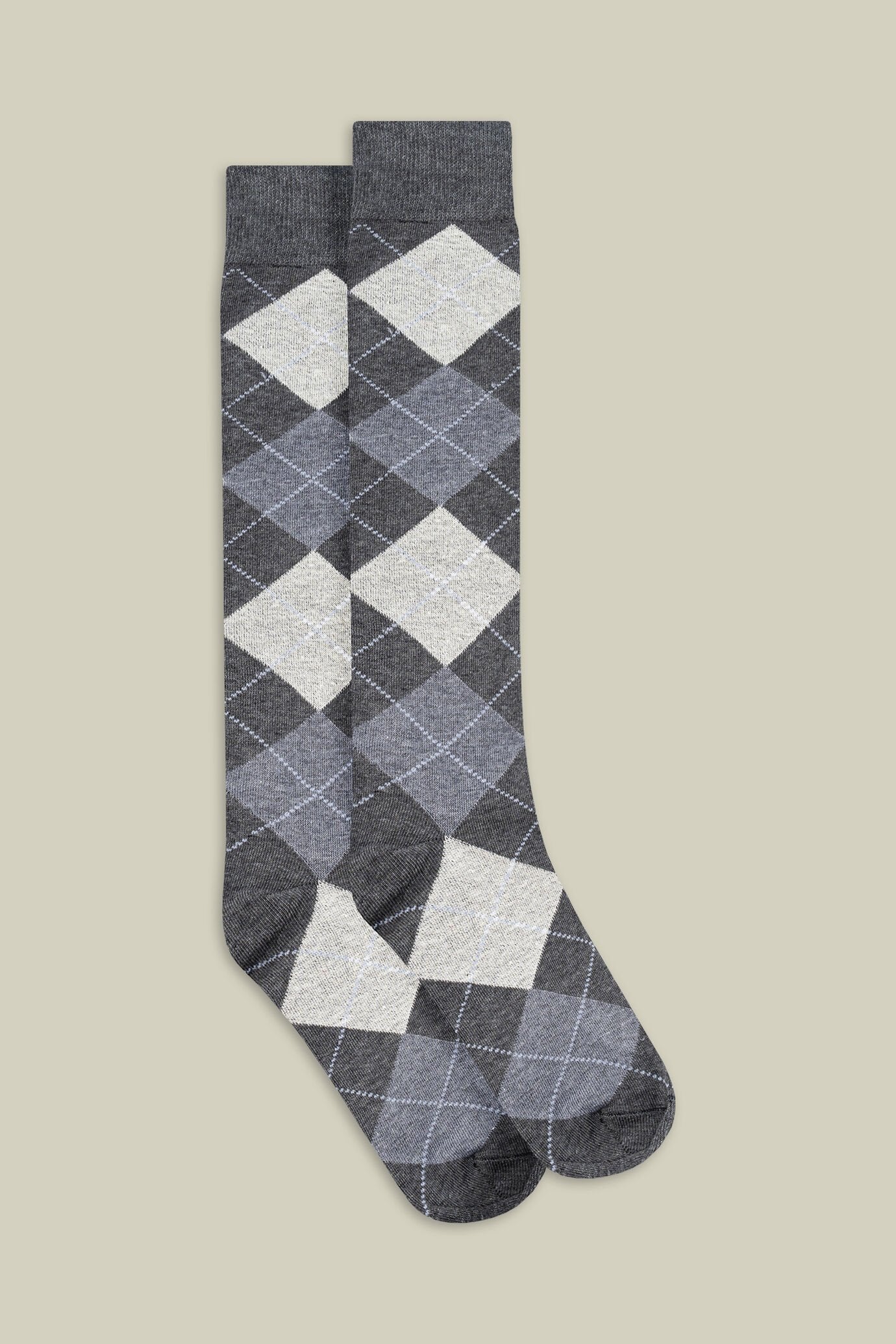 Men's plain knit socks with diamond pattern