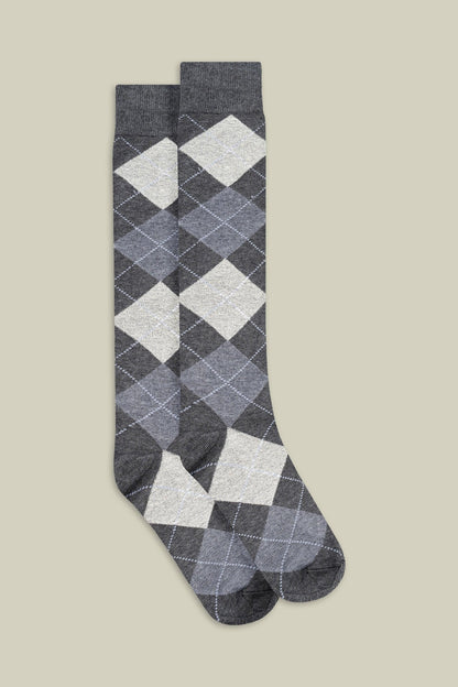 Men's plain knit socks with diamond pattern