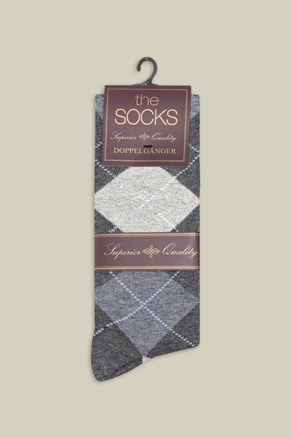 Men's plain knit socks with diamond pattern