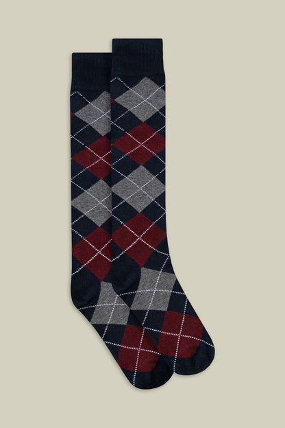 Men's plain knit socks with diamond pattern