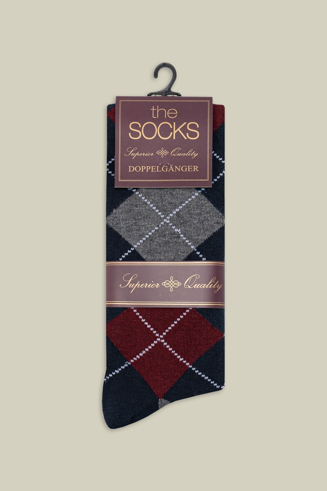 Men's plain knit socks with diamond pattern
