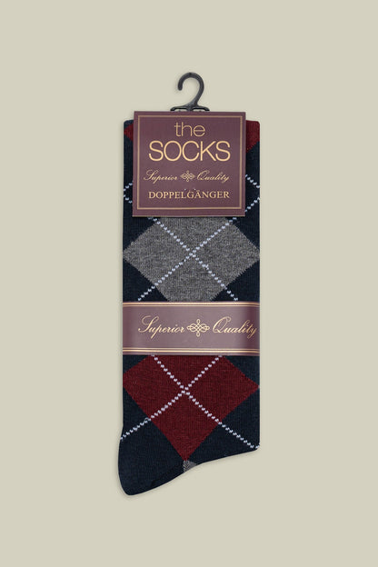 Men's plain knit socks with diamond pattern