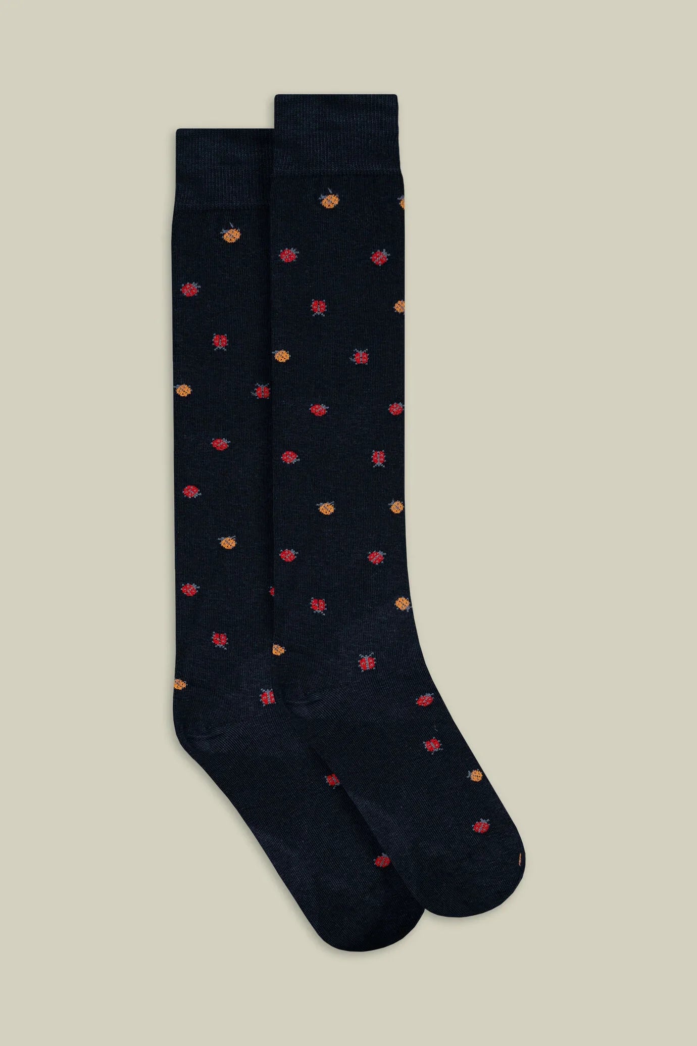 Men's plain knit socks with ladybird motif
