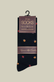 Men's plain knit socks with ladybird motif