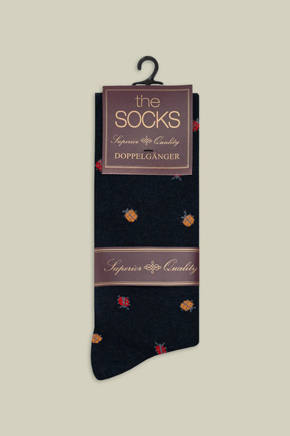 Men's plain knit socks with ladybird motif