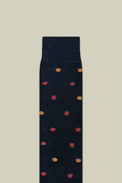 Men's plain knit socks with ladybird motif