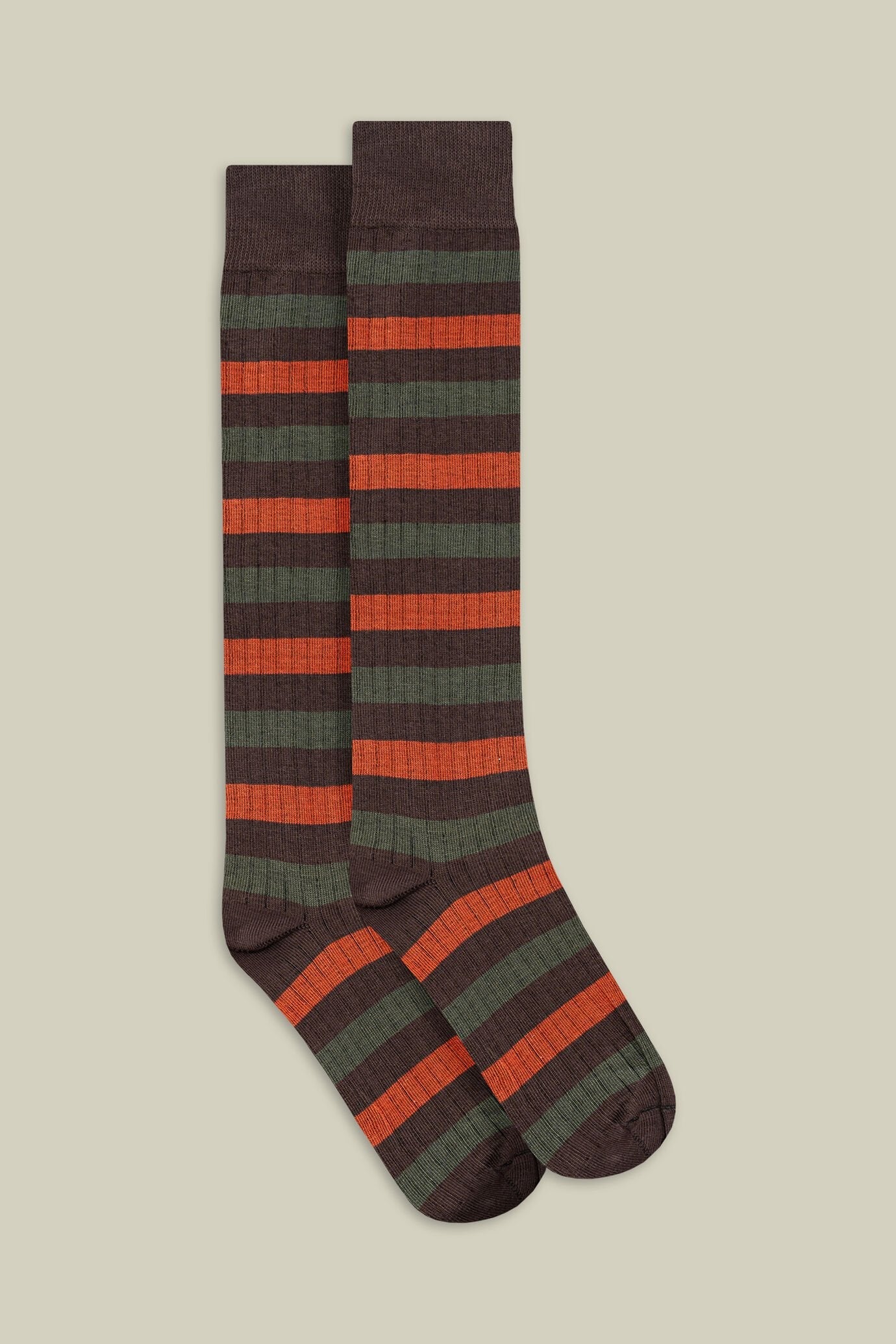 Men's plain knit socks with horizontal stripes