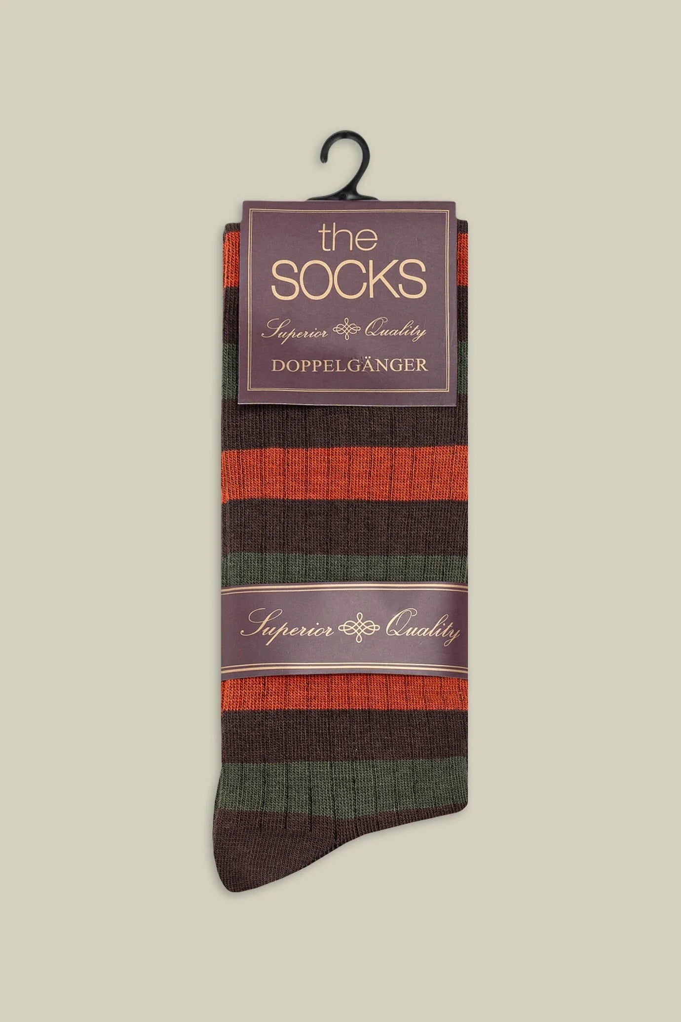 Men's plain knit socks with horizontal stripes