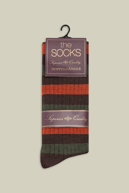 Men's plain knit socks with horizontal stripes