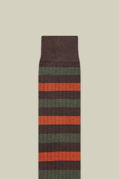 Men's plain knit socks with horizontal stripes