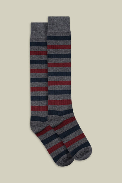 Men's plain knit socks with horizontal stripes