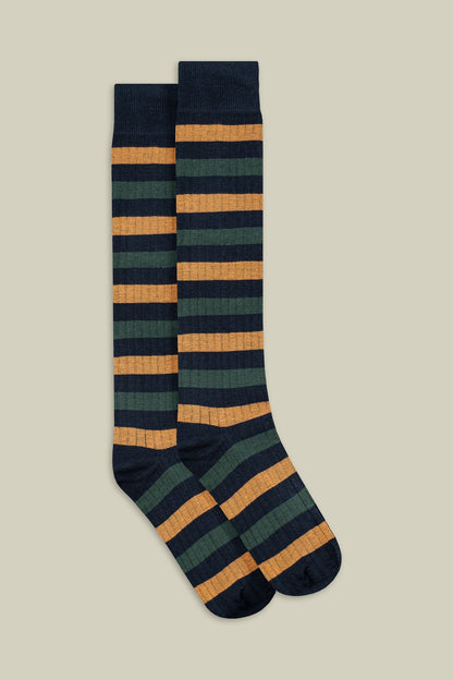 Men's plain knit socks with horizontal stripes
