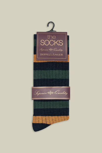 Men's plain knit socks with horizontal stripes