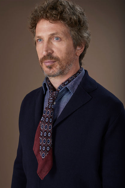 Men's viscose scarf with geometric pattern