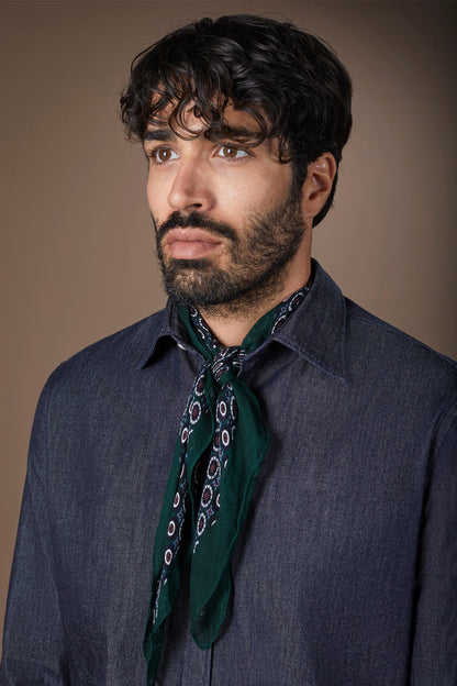 Men's viscose scarf with geometric pattern