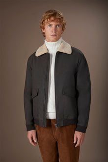 Men's padded faux leather jacket regular fit