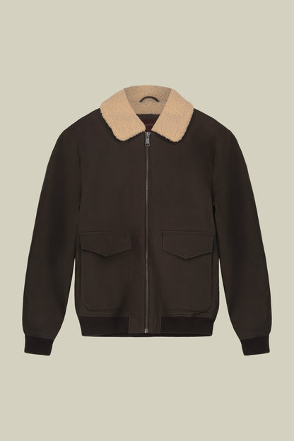 Men's padded faux leather jacket regular fit