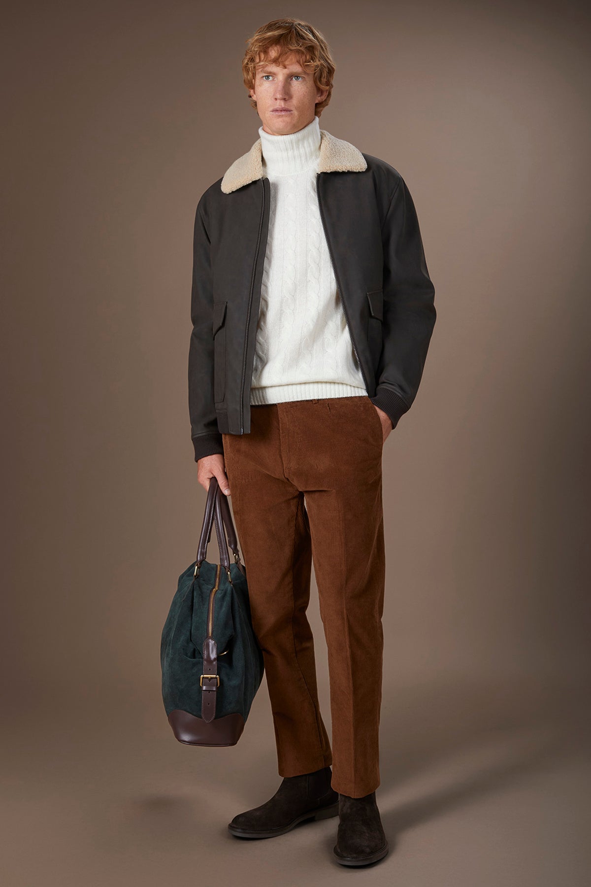 Men's padded faux leather jacket regular fit