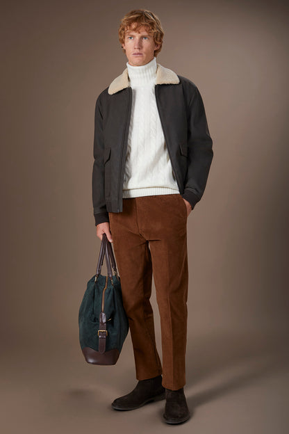 Men's padded faux leather jacket regular fit