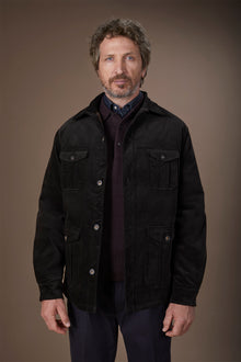 Men's lightly padded regular fit jacket in textured velvet