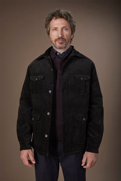Men's lightly padded regular fit jacket in textured velvet