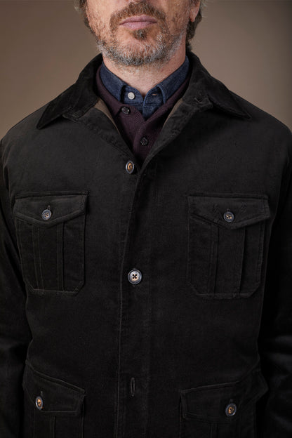 Men's lightly padded regular fit jacket in textured velvet