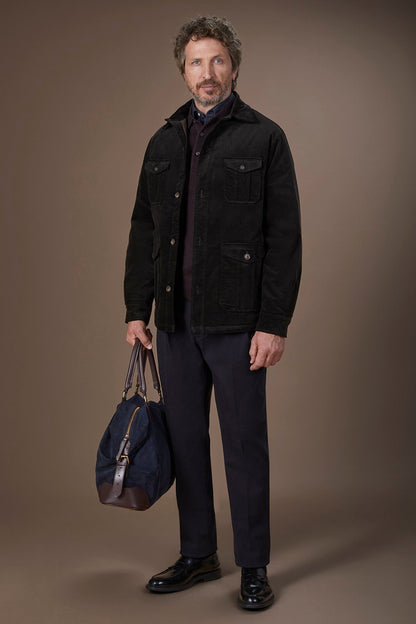 Men's lightly padded regular fit jacket in textured velvet