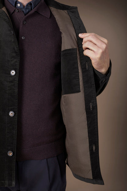 Men's lightly padded regular fit jacket in textured velvet