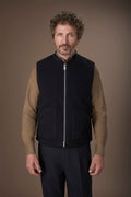 Sleeveless lightly padded men's jacket in boiled wool fabric regular fit
