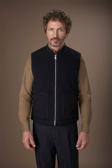 Sleeveless lightly padded men's jacket in boiled wool fabric regular fit
