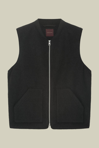 Sleeveless lightly padded men's jacket in boiled wool fabric regular fit