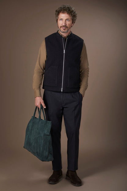 Sleeveless lightly padded men's jacket in boiled wool fabric regular fit