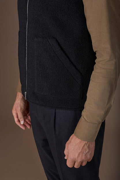 Sleeveless lightly padded men's jacket in boiled wool fabric regular fit