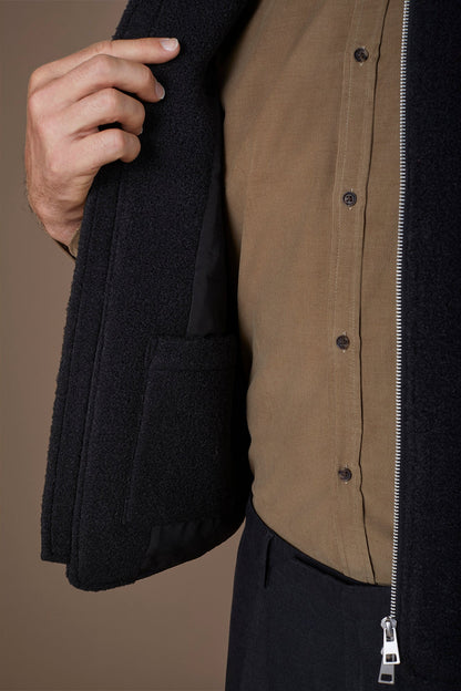 Sleeveless lightly padded men's jacket in boiled wool fabric regular fit