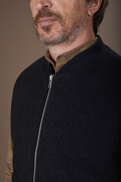 Sleeveless lightly padded men's jacket in boiled wool fabric regular fit