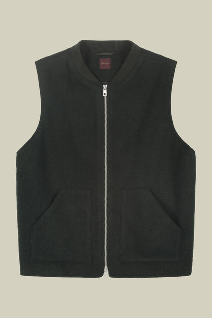 Sleeveless lightly padded men's jacket in boiled wool fabric regular fit