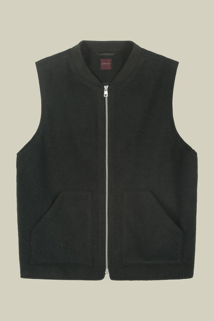 Sleeveless lightly padded men's jacket in boiled wool fabric regular fit