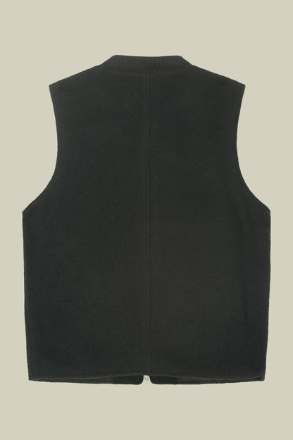Sleeveless lightly padded men's jacket in boiled wool fabric regular fit