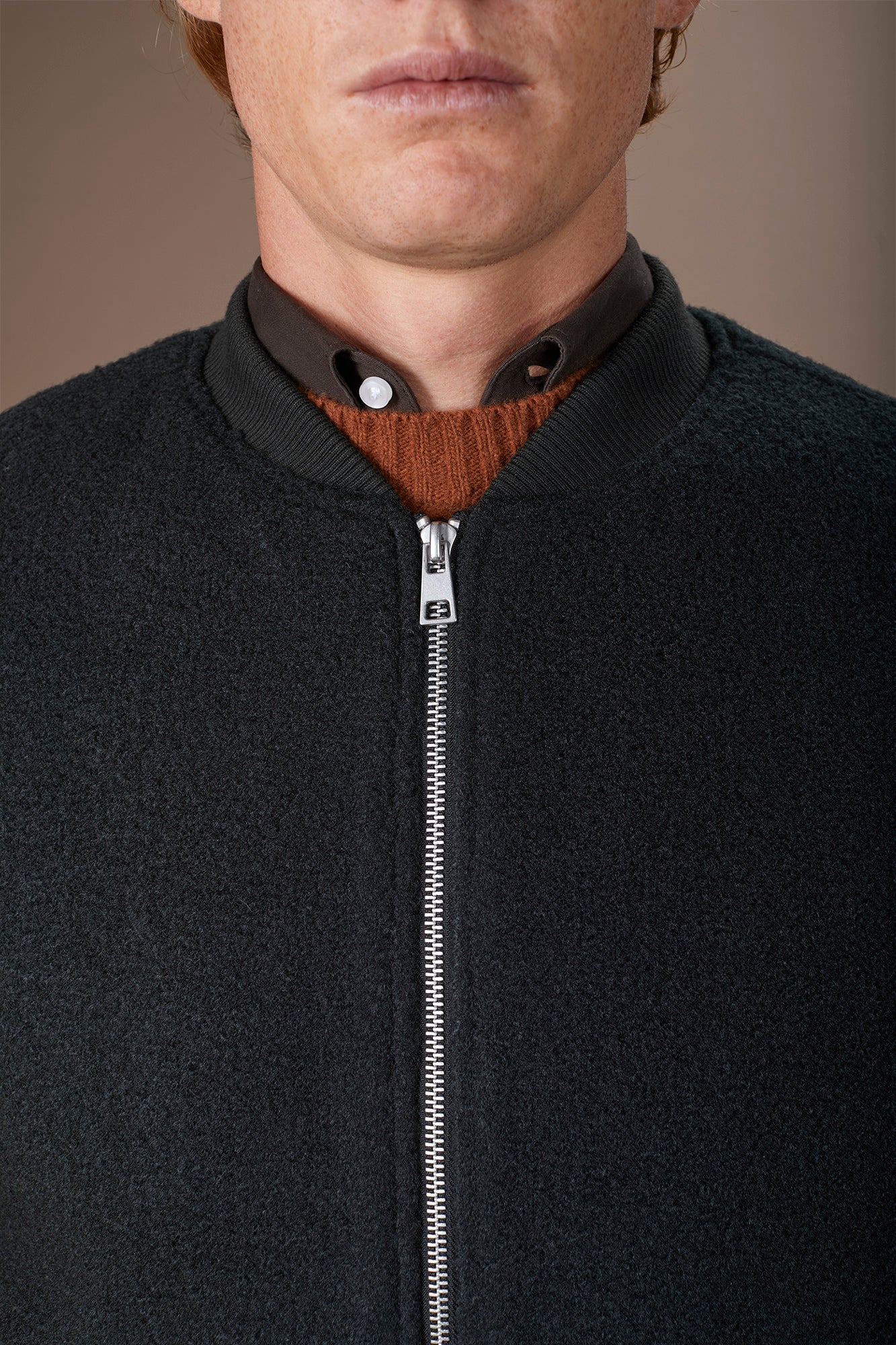 Sleeveless lightly padded men's jacket in boiled wool fabric regular fit