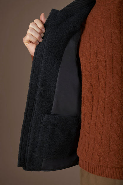 Sleeveless lightly padded men's jacket in boiled wool fabric regular fit