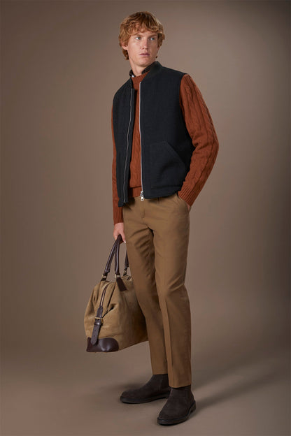 Sleeveless lightly padded men's jacket in boiled wool fabric regular fit