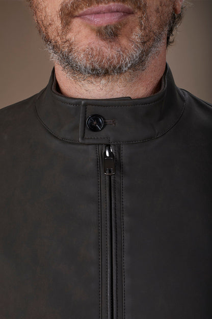 Men's faux leather jacket comfort fit