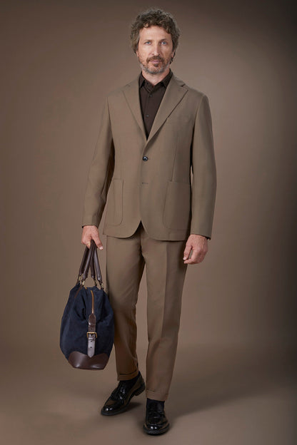 Unlined single-breasted men's jacket in regular fit jersey fabric