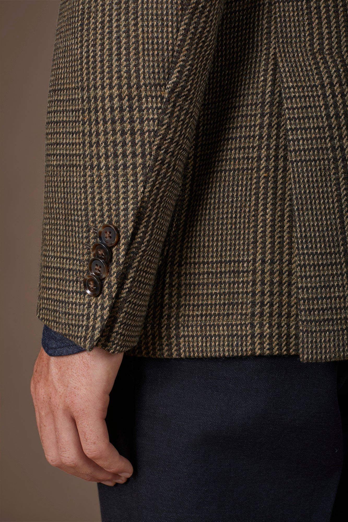 Men's semi-lined Prince of Wales jacket regular fit