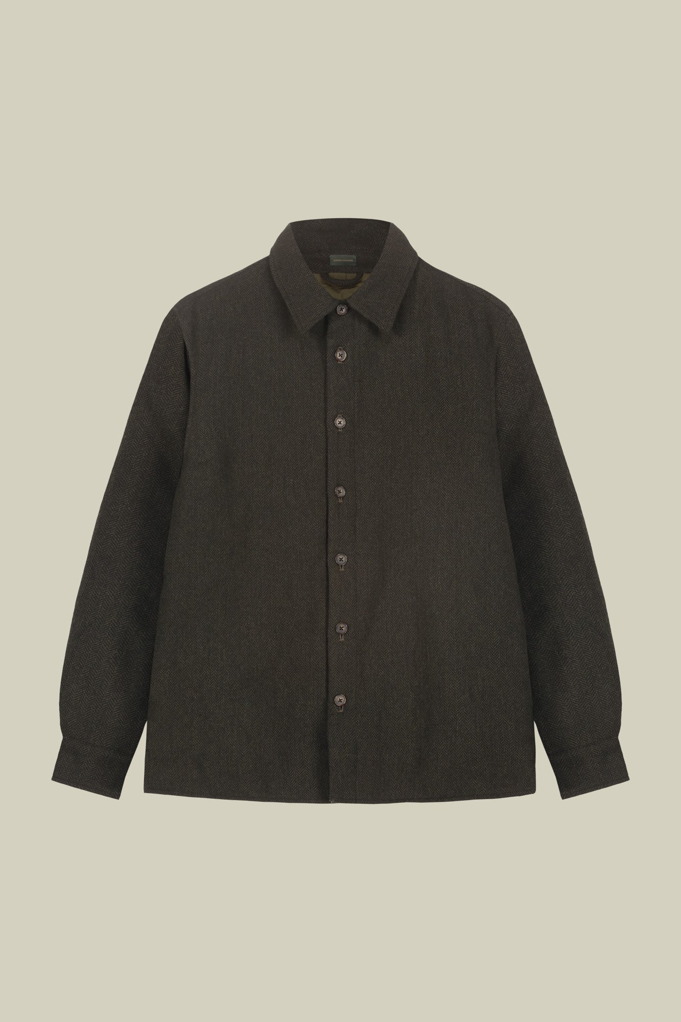 Men's regular fit overshirt in herringbone wool blend fabric