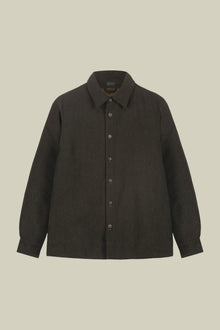 Men's regular fit overshirt in herringbone wool blend fabric