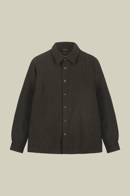Men's regular fit overshirt in herringbone wool blend fabric