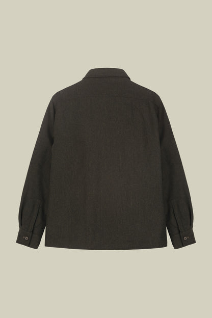 Men's regular fit overshirt in herringbone wool blend fabric